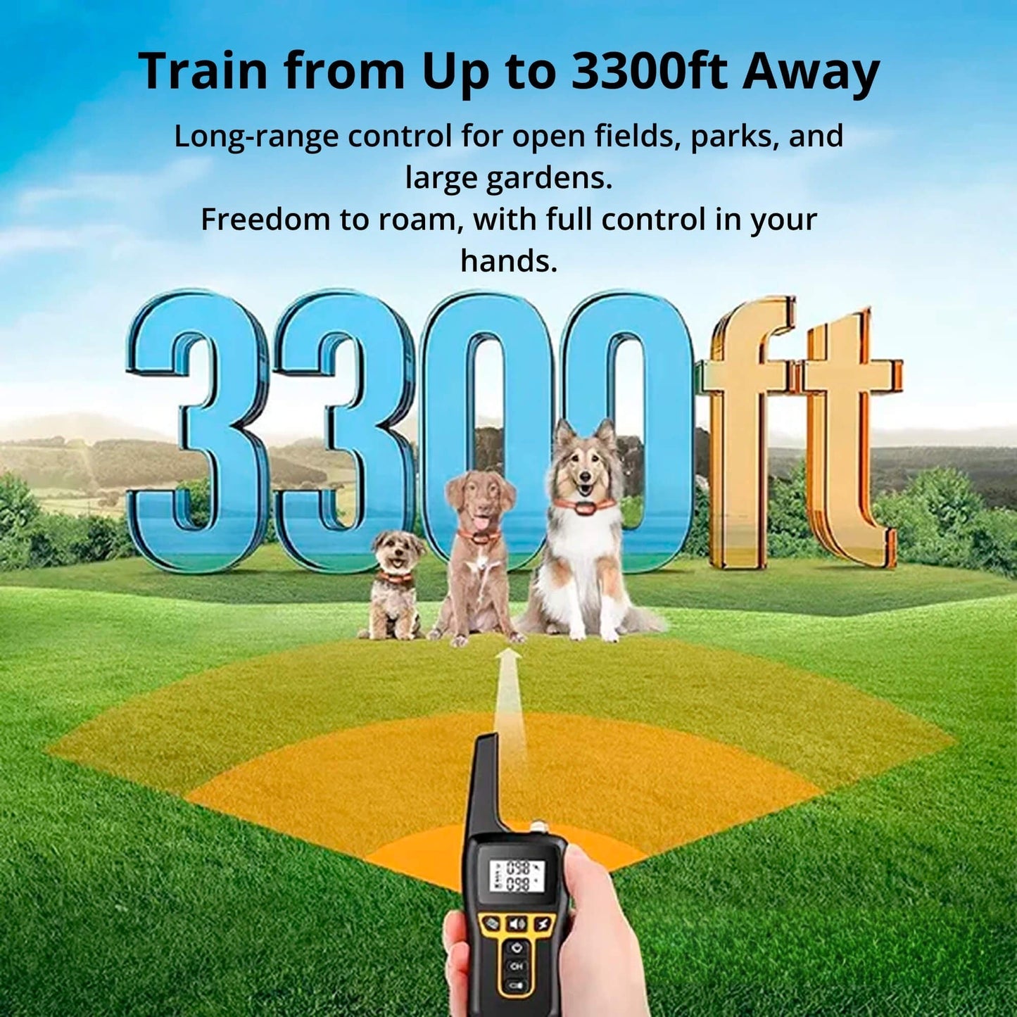 Glevato | 1000m Waterproof Dog Training Collar | Rechargeable, Remote Control & Adjustable for Small, Medium, and Large Dogs