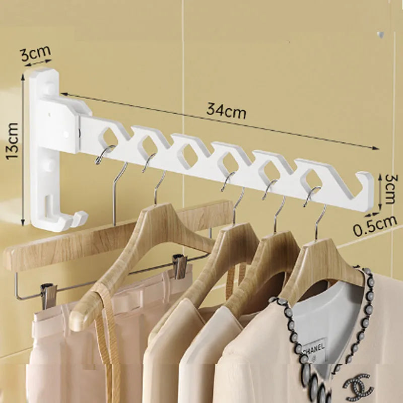 Glevato | Adjustable Wall-Mounted Clothes Rack - Foldable Clothing and Garment Organizer with High Load Design