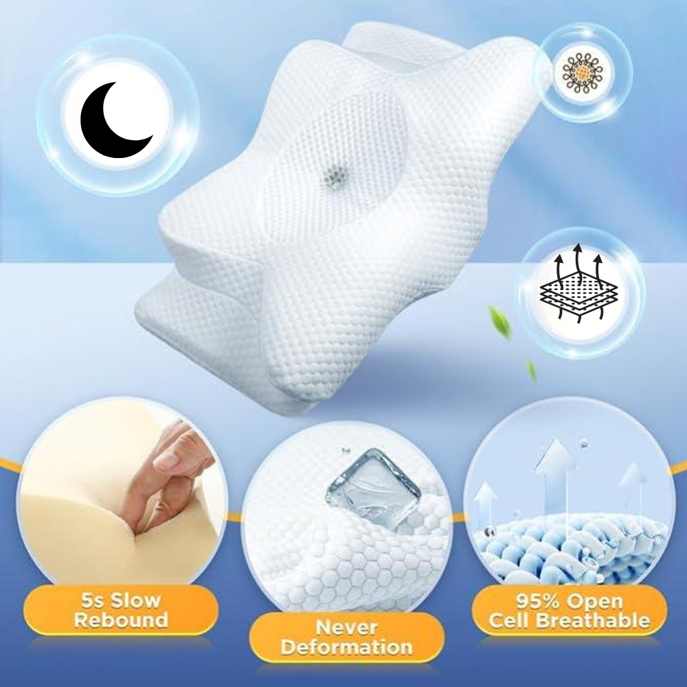 Glevato | Anti-Snore Pillow | Ergonomic Neck and Head Support | White