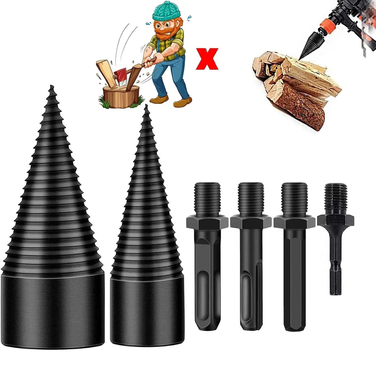 Glevato | Firewood Drill Bit Set – Split wood easily with the cordless drill