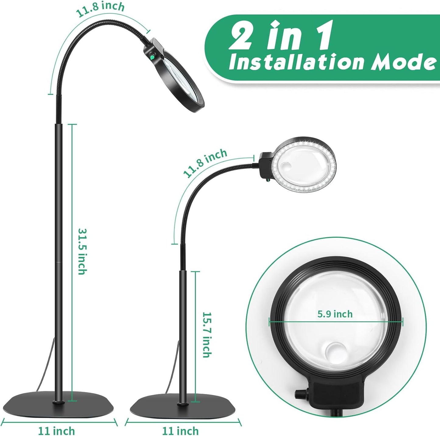 Glevato | Full-Page Magnifying Glass with LED Light – Hands-Free Reading Aid for Books, Crafts & Hobbies