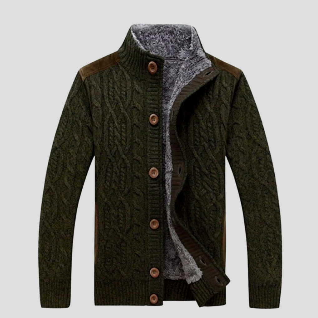 Glevato | Men's Cable Knit Button-Front Cardigan