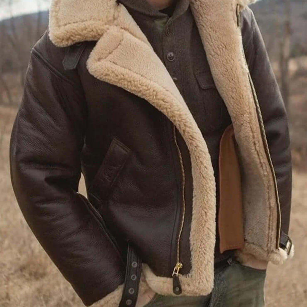 Glevato | Men's Shearling Lined Aviator Jacket