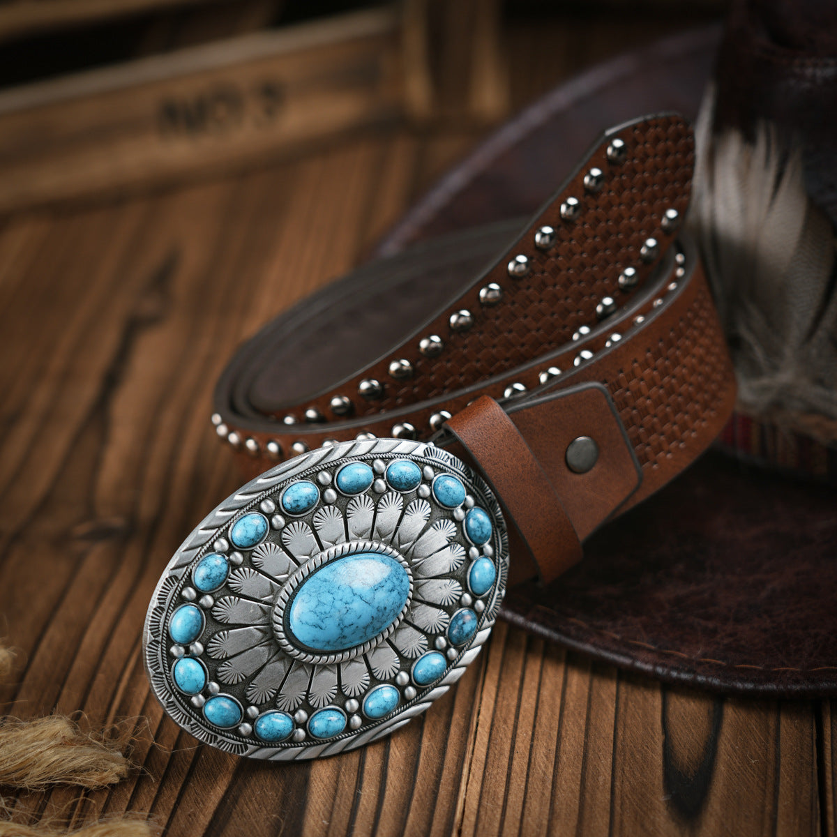 Glevato | Men's Western Style – Vegan Leather Belt with Solid Metal Buckle