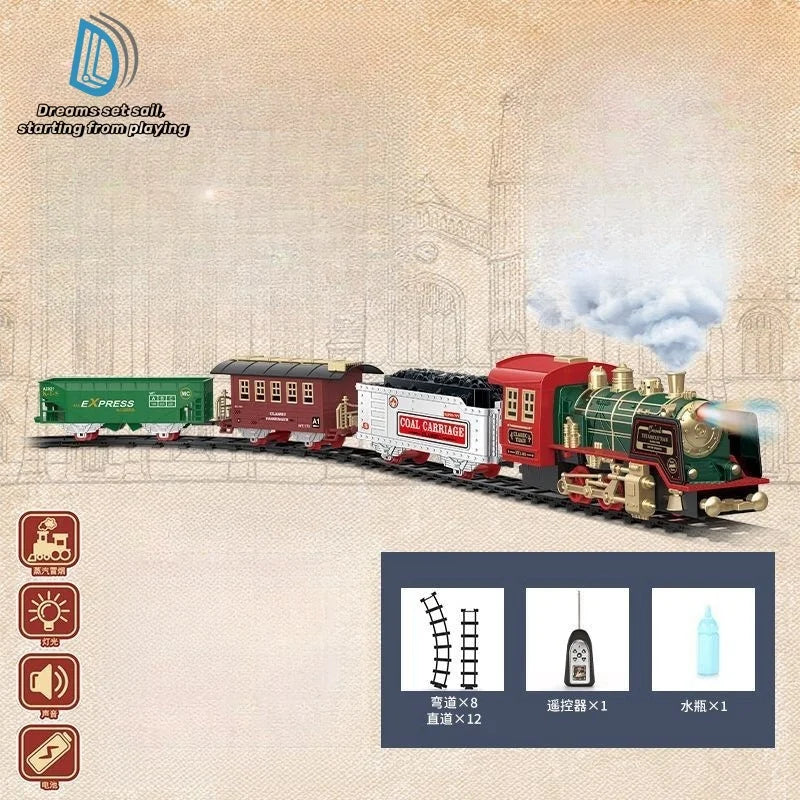 Glevato | Remote Controlled Electric Train Set | Classic Steam Locomotive with Lights