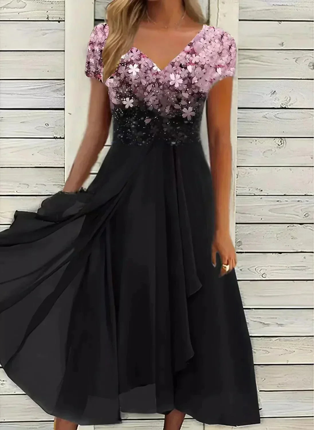 Glevato | Women's Chiffon Maxi Dress | Flowy Tiered Skirt