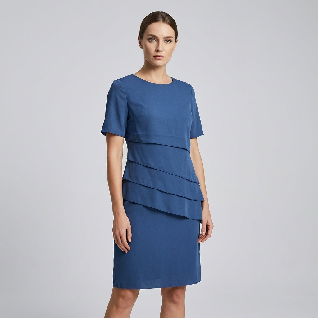 Glevato | Women's Chiffon Midi Dress with Tiered Skirt