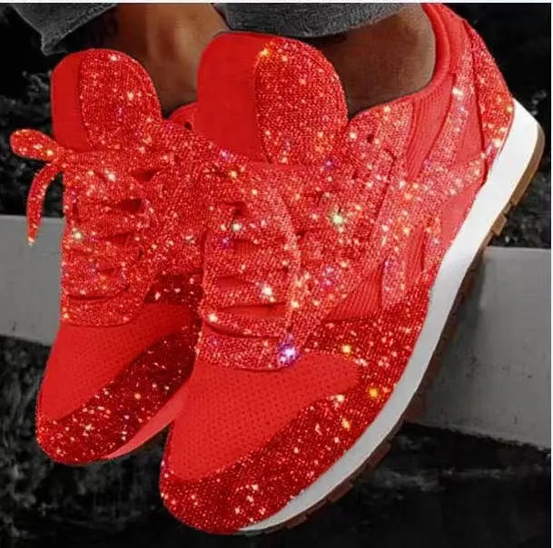 Glevato | Women's Glitter Lace-Up Sneakers