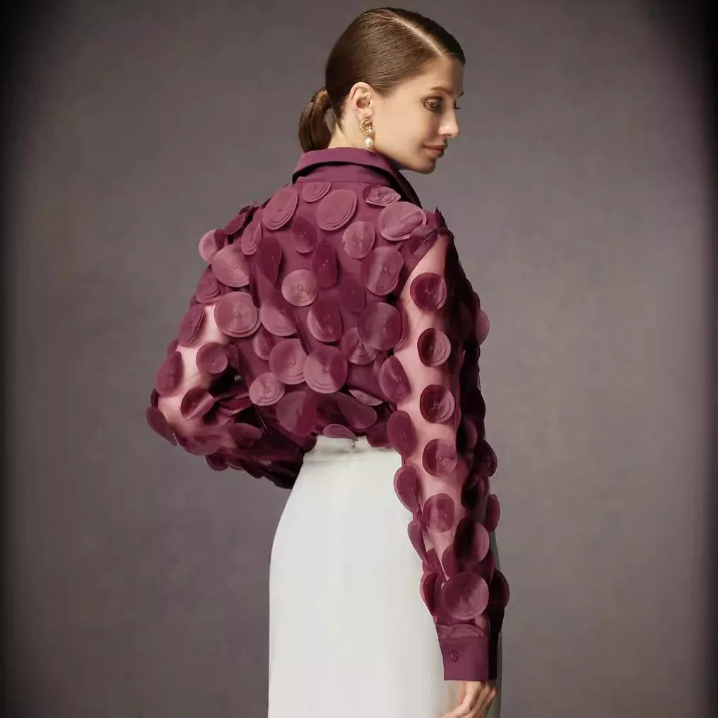 Melary - Women's Shirt with Elegant Collar and Fitted Cut