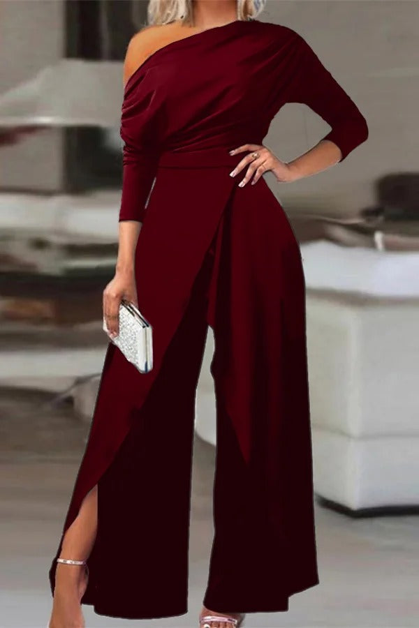 Anne | Elegant Off-Shoulder Jumpsuit with Stylish Slit for Women