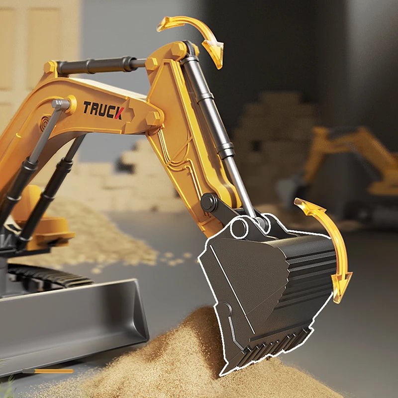BAUPOWER – Remote-controlled excavator made of metal alloy with light and sound effects