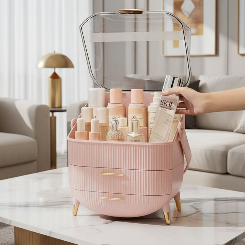 BEAUTYSENSE Makeup Organizer – Dustproof & Waterproof Cosmetic Case with Elegant Design
