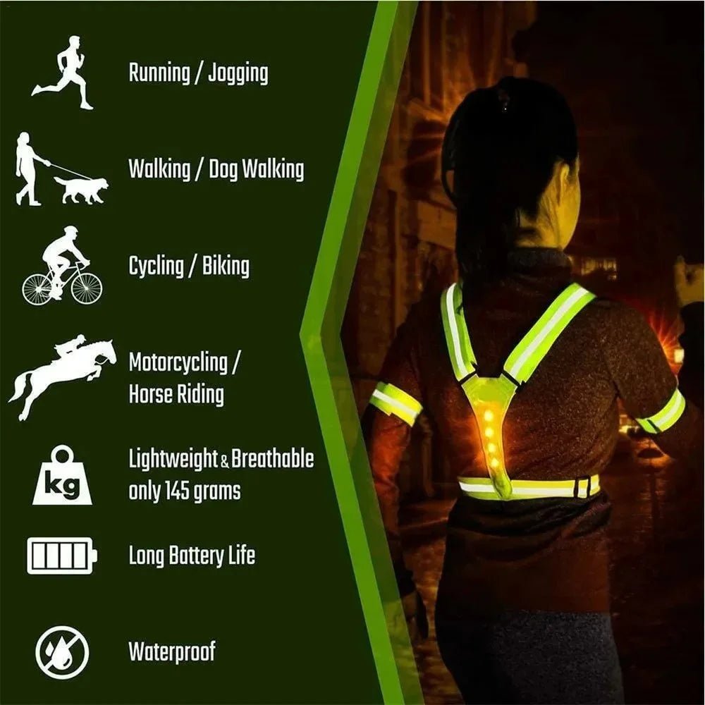 BRIGHTPATH – LED Reflector Running Vest with Adjustable Fit & Safety Lights