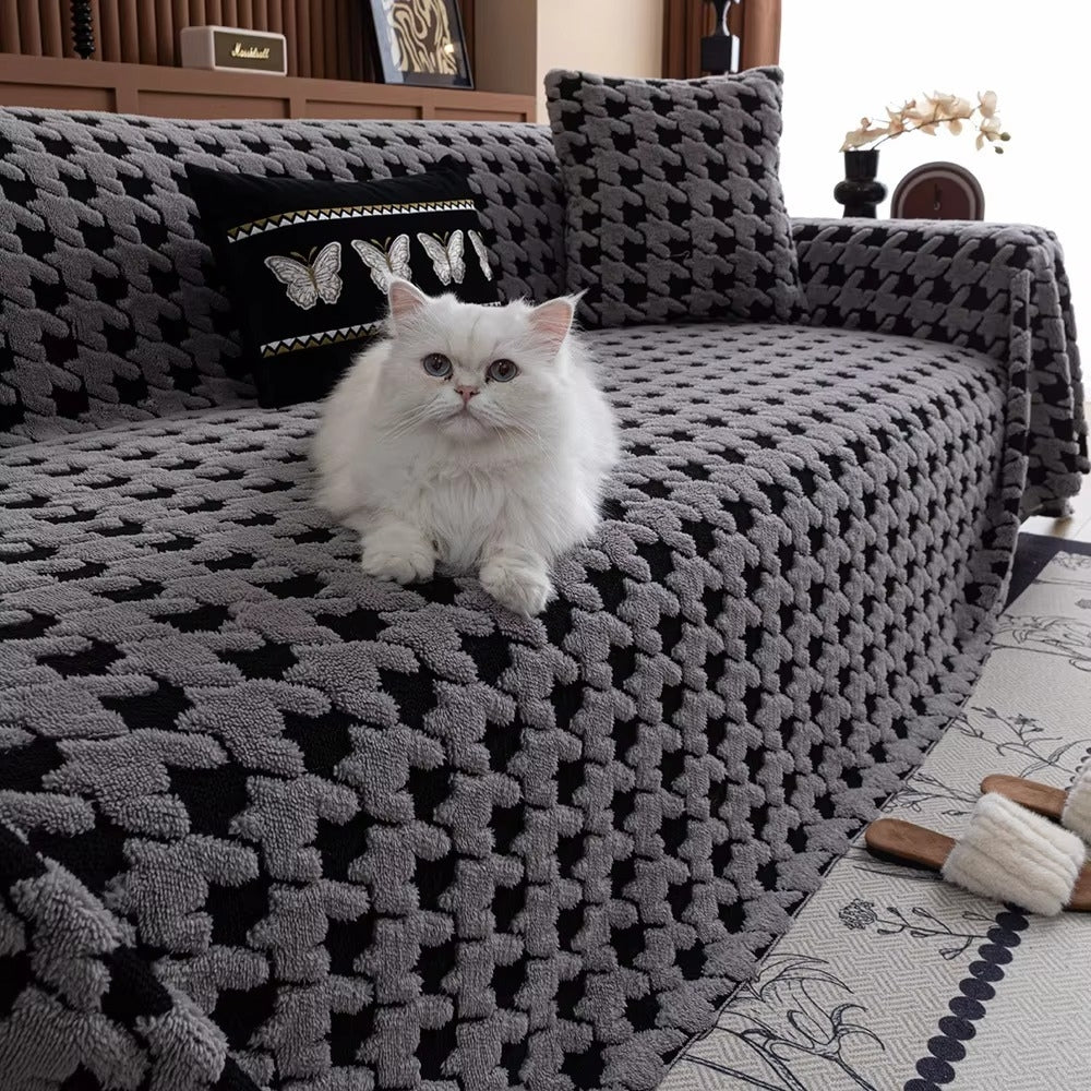 Cavalli Houndstooth Plush Sofa Cover