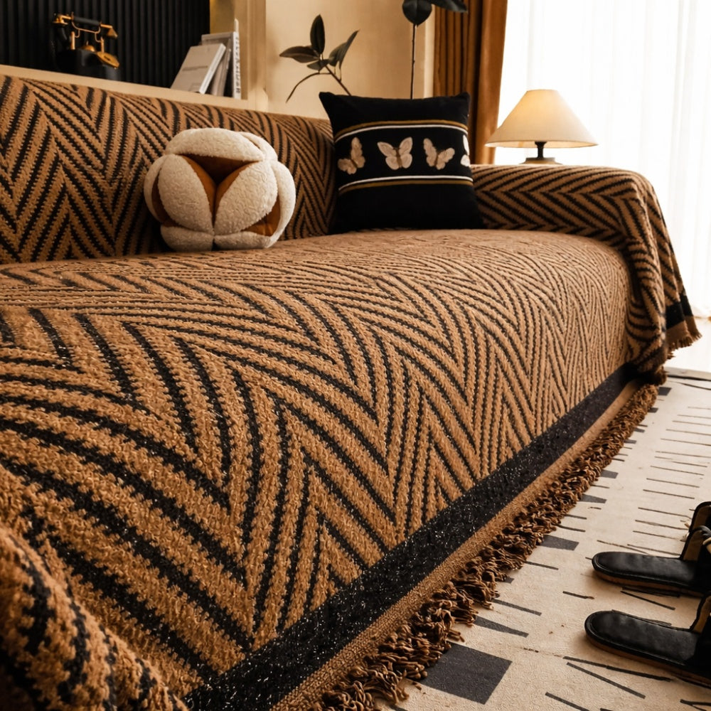 Chevron Herringbone Tassel Sofa Cover