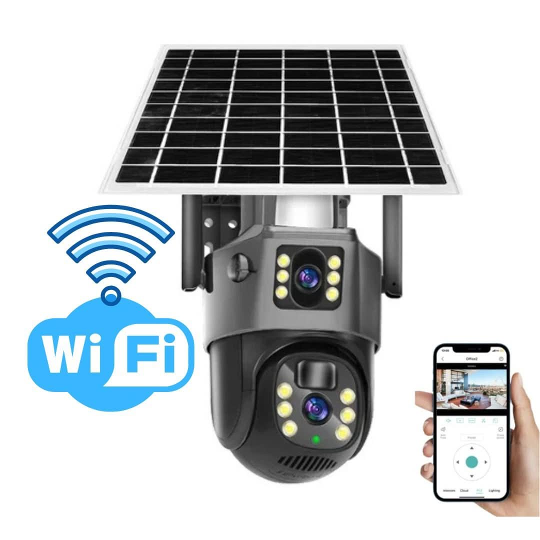 DUALGUARD CAM – Wireless 4K Security Camera with Solar Panel & 360° Panoramic View