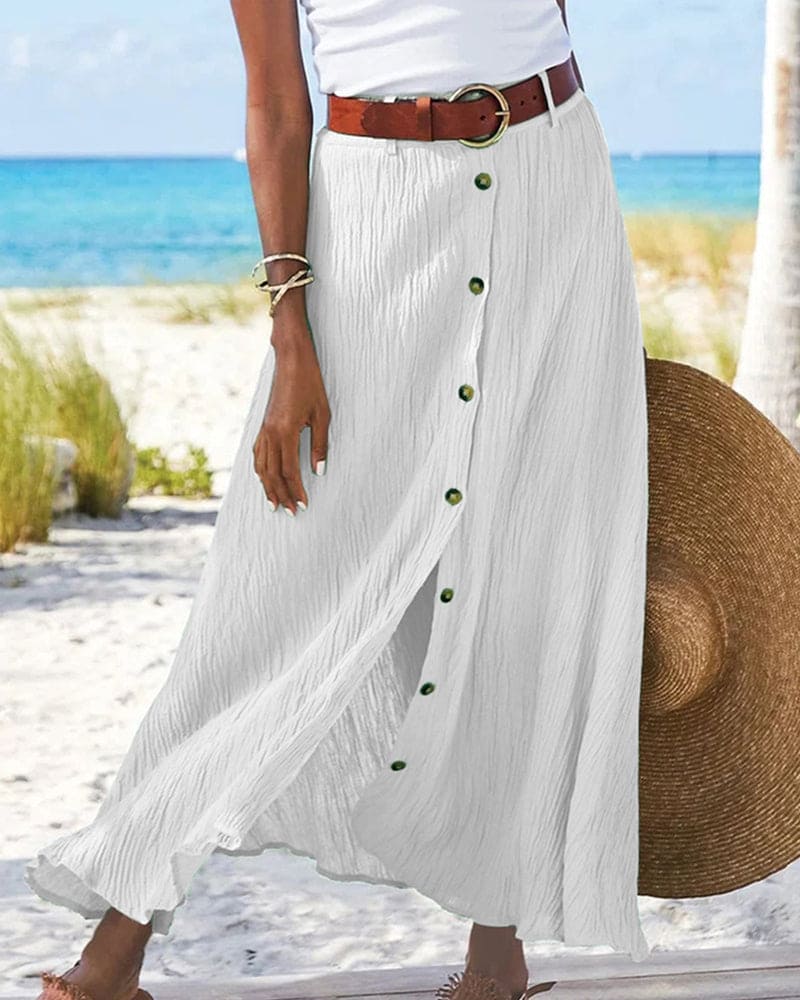 Eliana - Eliana Buttoned Long Skirt