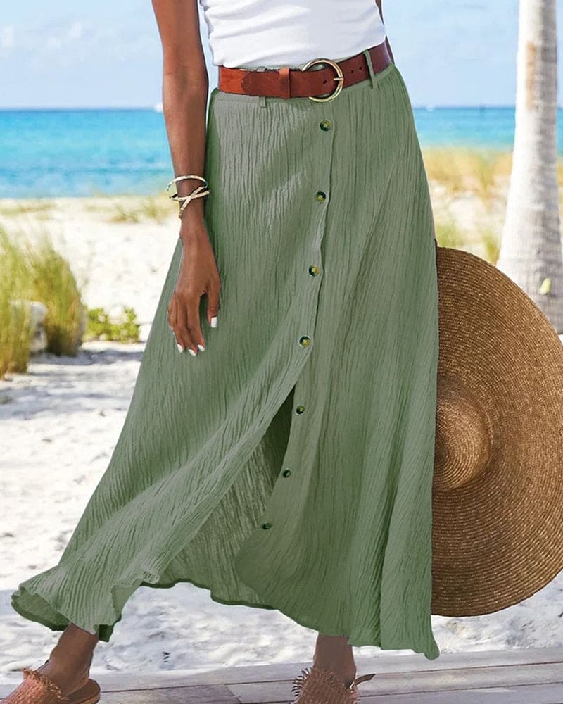 Eliana - Eliana Buttoned Long Skirt