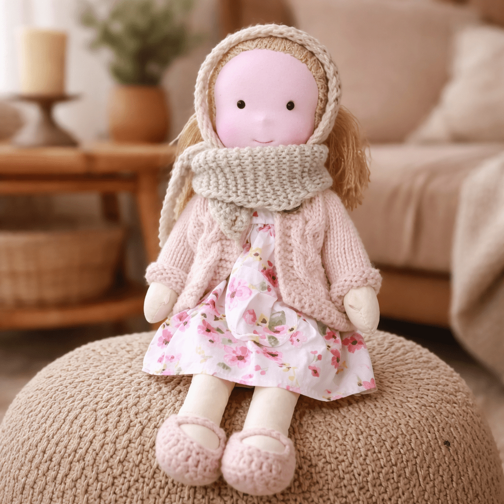 ELORA – Handmade Waldorf Doll Made of Cotton for Creative Play