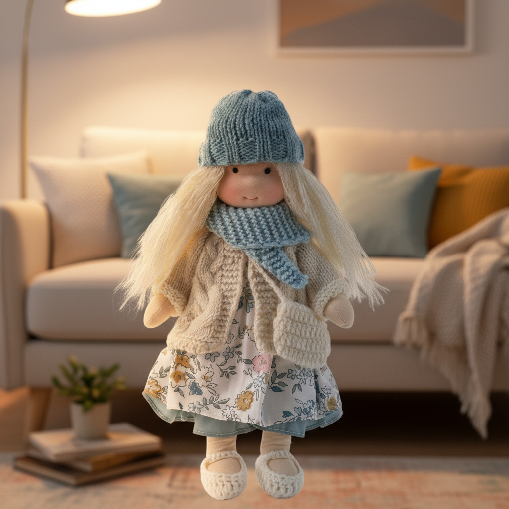 ELORA – Handmade Waldorf Doll Made of Cotton for Creative Play