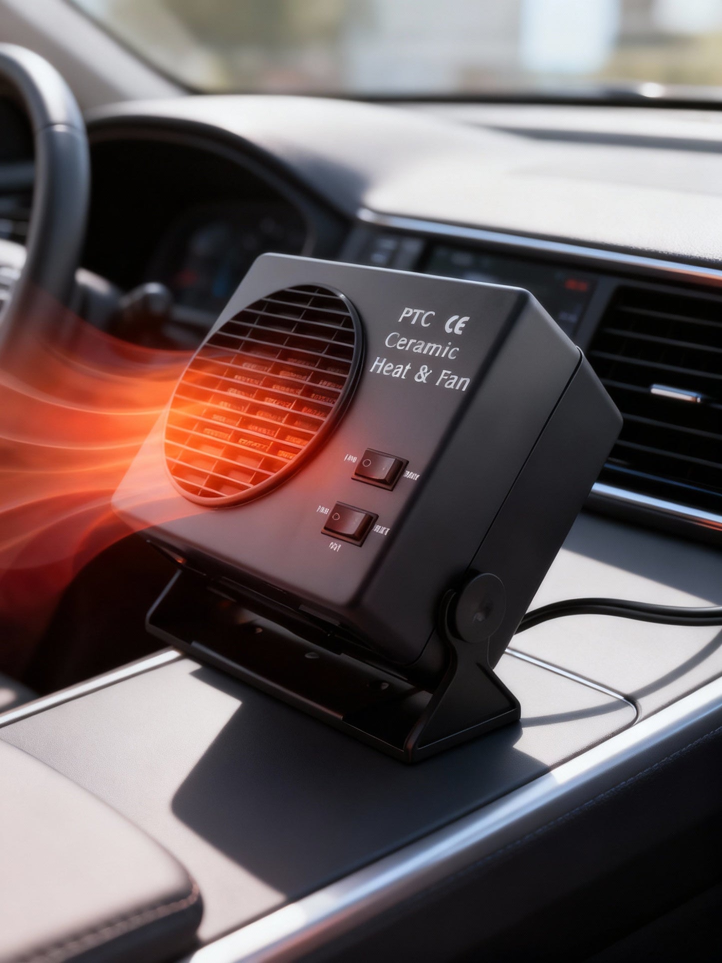 Glevato | 12V Ceramic Car Heater Fan | 150W-300W | Portable Defroster with Automatic Thermostat