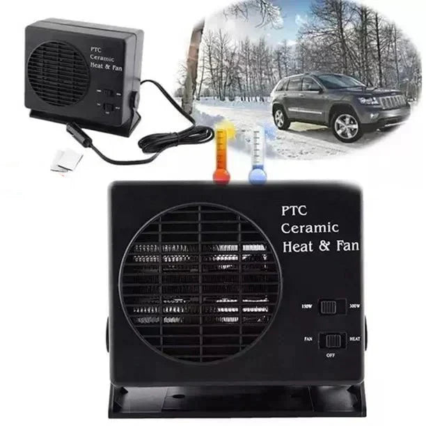 Glevato | 12V Ceramic Car Heater Fan | 150W-300W | Portable Defroster with Automatic Thermostat
