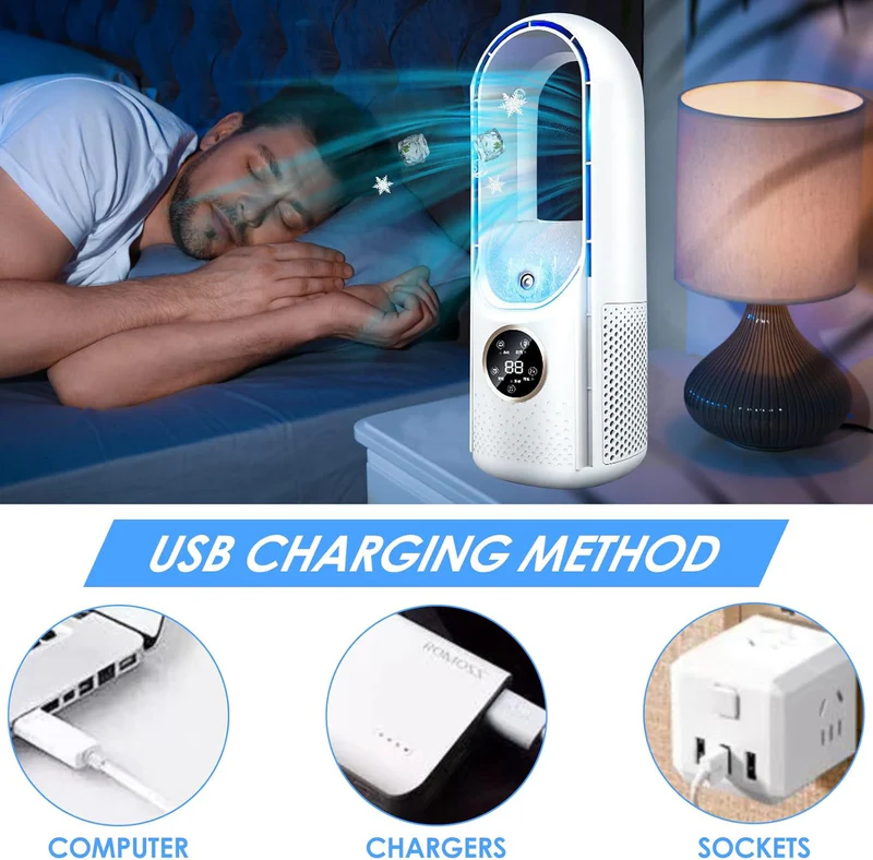 Glevato | 2025 Blade-Free Silent Portable Air Conditioner for Home and Office