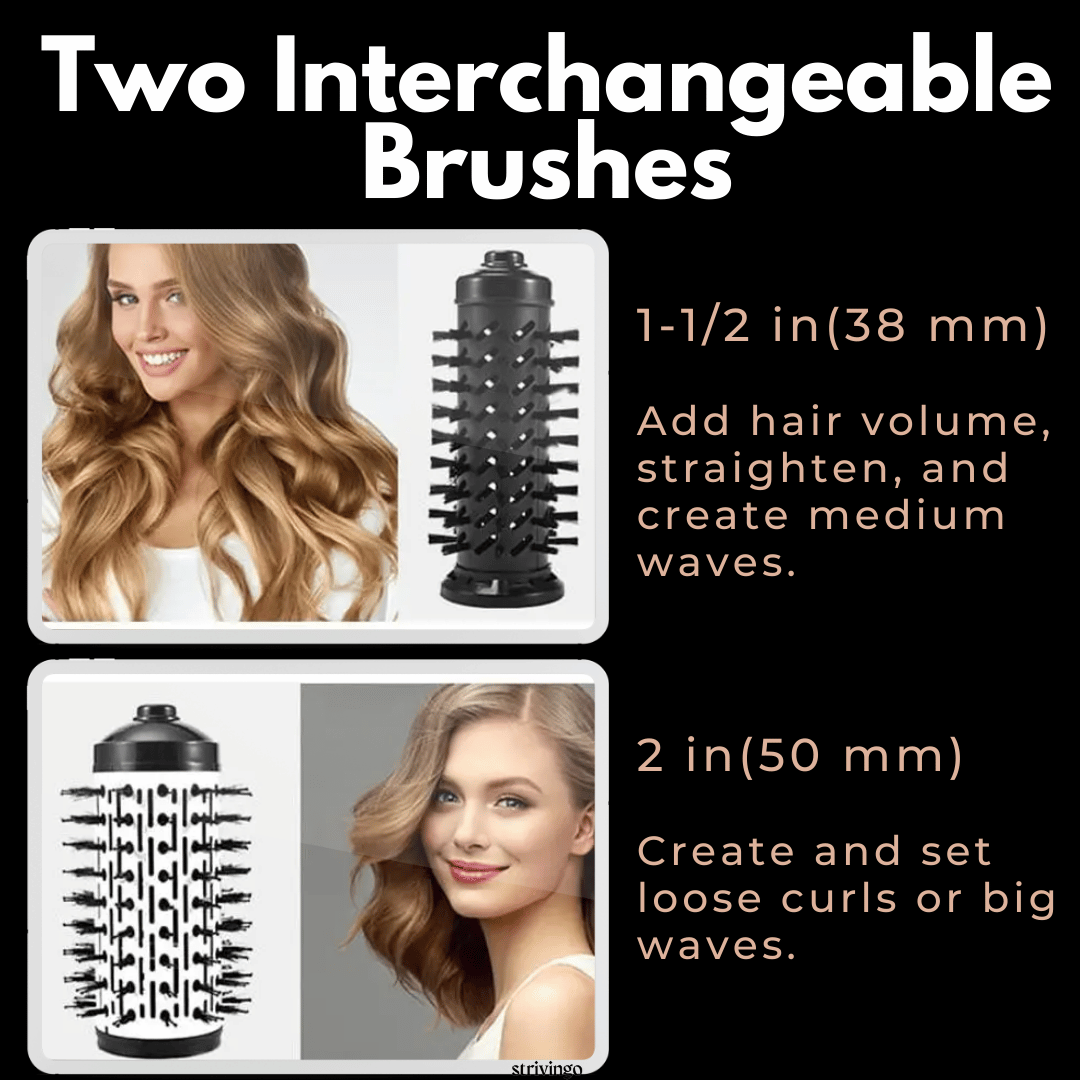 Glevato | 3-in-1 Rotating Hair Dryer and Styler with Adjustable Temperature for Effortless Curls and Waves