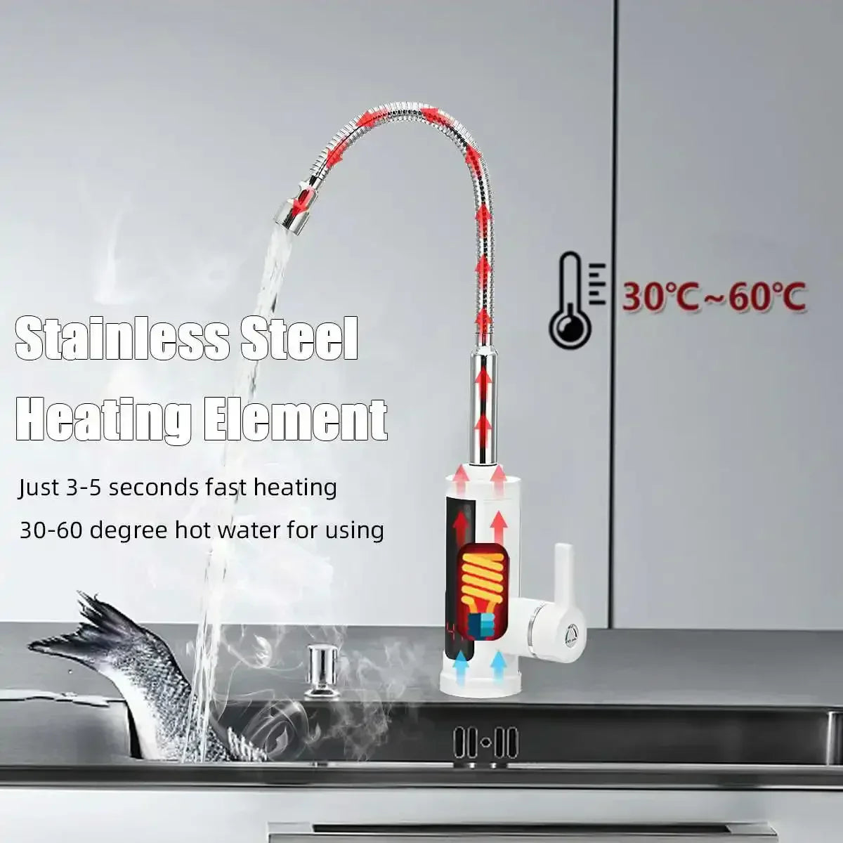 Glevato | 3000W Electric Kitchen Faucet with Instant Hot Water - FlowHeat