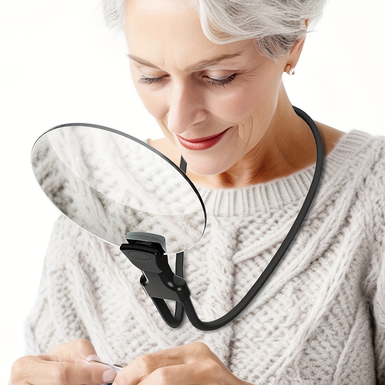 Glevato | 5X Magnifying Glass Pro – Hands-Free Adjustable Neck Loupe for the Elderly and Visually Impaired – Perfect for Reading, Sewing, Crafting, and Inspection