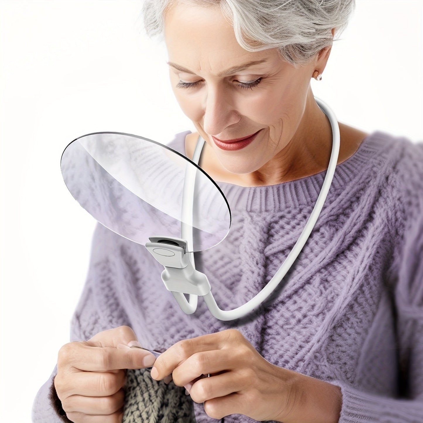 Glevato | 5X Magnifying Glass Pro – Hands-Free Adjustable Neck Loupe for the Elderly and Visually Impaired – Perfect for Reading, Sewing, Crafting, and Inspection