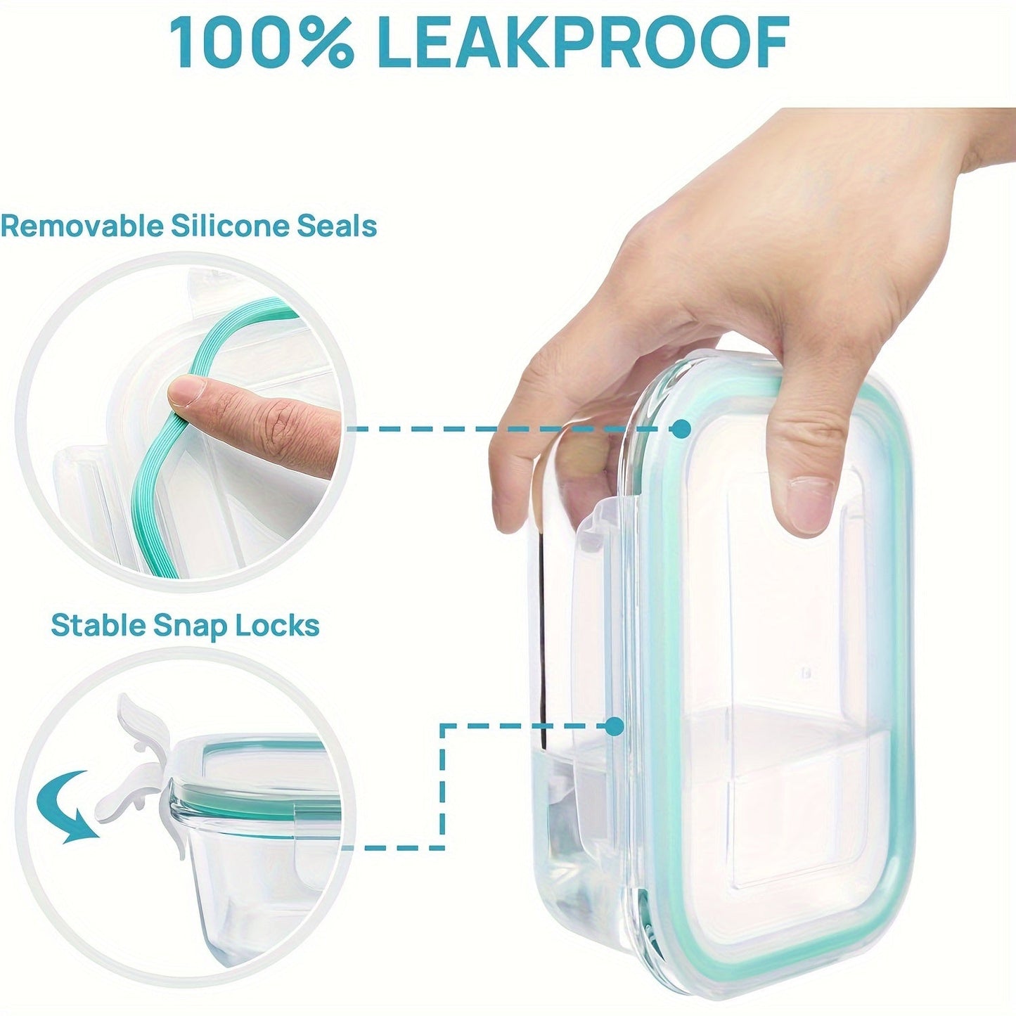 Glevato | 8-Pack Glass Food Storage Containers – Airtight Meal Prep Bento Boxes with Leakproof, Lockable Lids, Microwave, Oven, Freezer, and Dishwasher Safe, BPA-Free