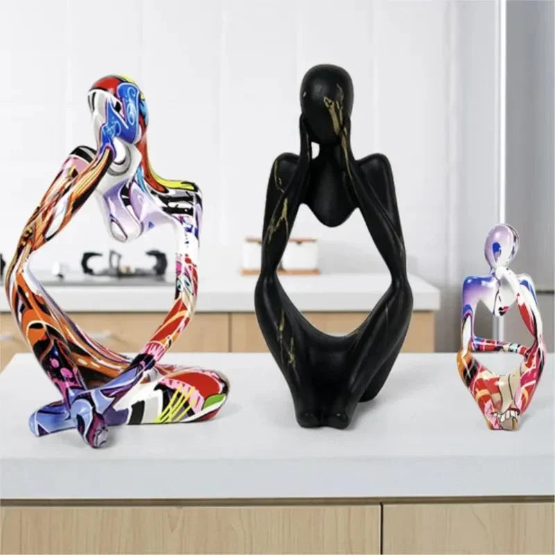 Glevato | Abstract Thinker Sculpture | Handmade Resin Table Decoration