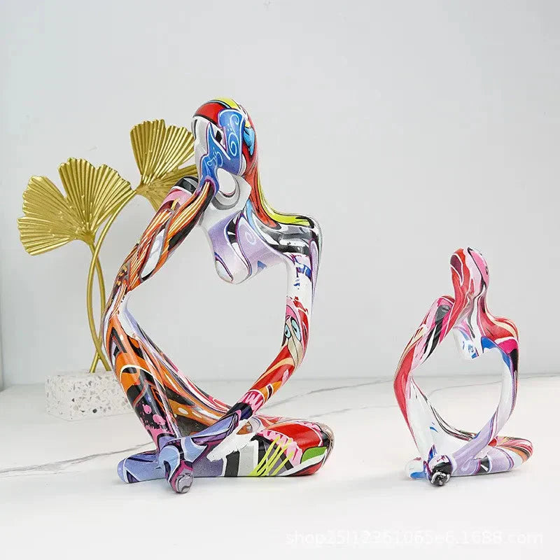 Glevato | Abstract Thinker Sculpture | Handmade Resin Table Decoration