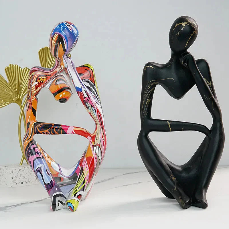 Glevato | Abstract Thinker Sculpture | Handmade Resin Table Decoration