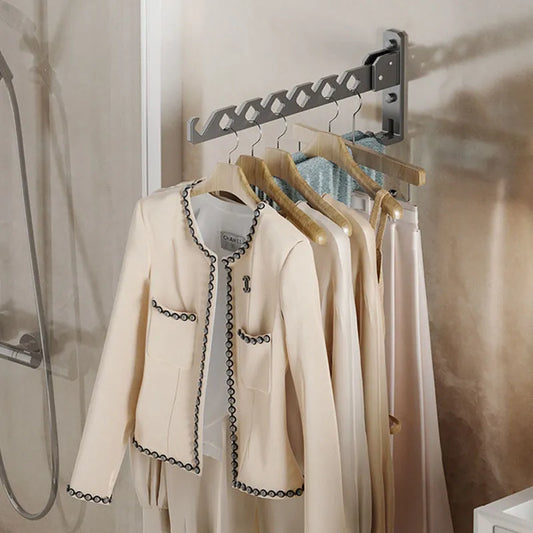 Glevato | Adjustable Wall-Mounted Clothes Rack - Foldable Clothing and Garment Organizer with High Load Design