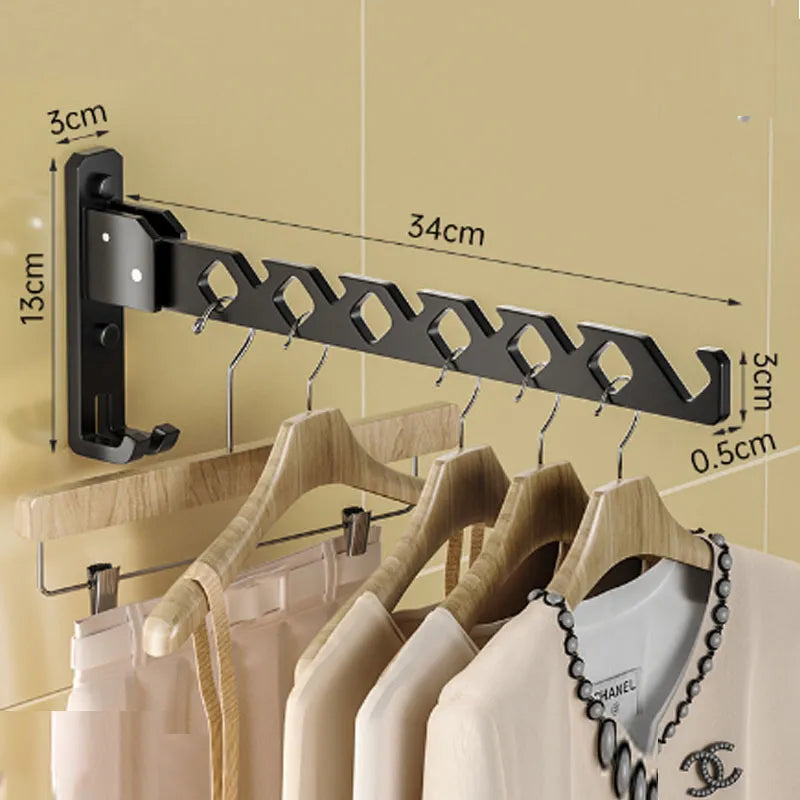 Glevato | Adjustable Wall-Mounted Clothes Rack - Foldable Clothing and Garment Organizer with High Load Design