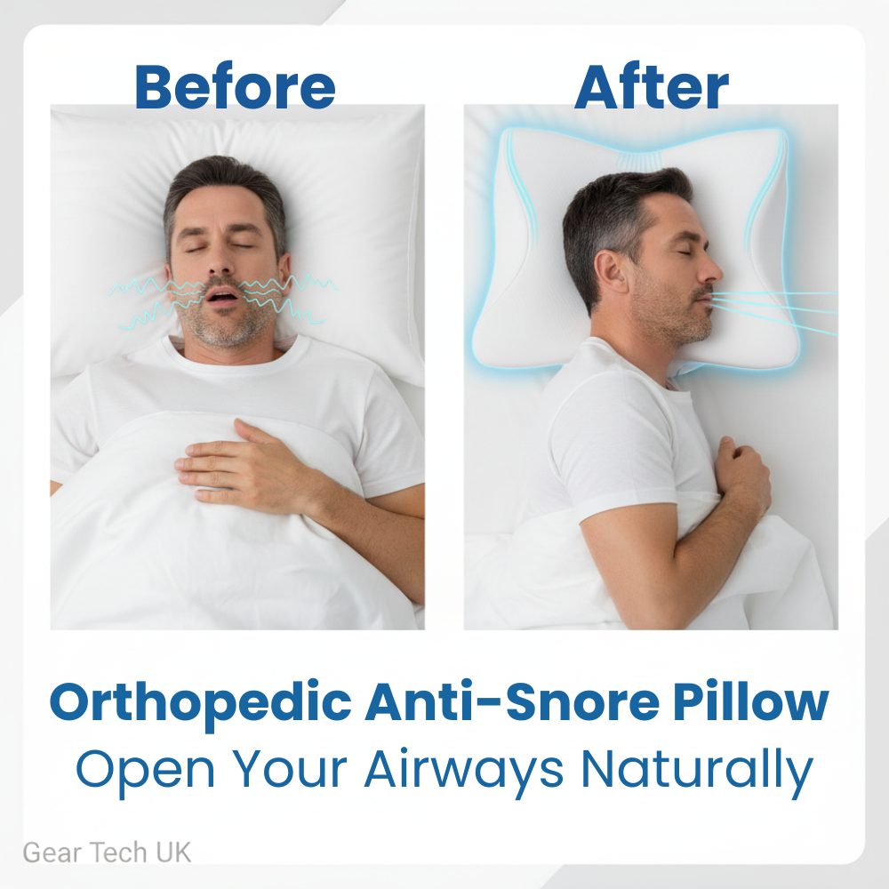 Glevato | Anti-Snore Pillow | Ergonomic Neck and Head Support | White