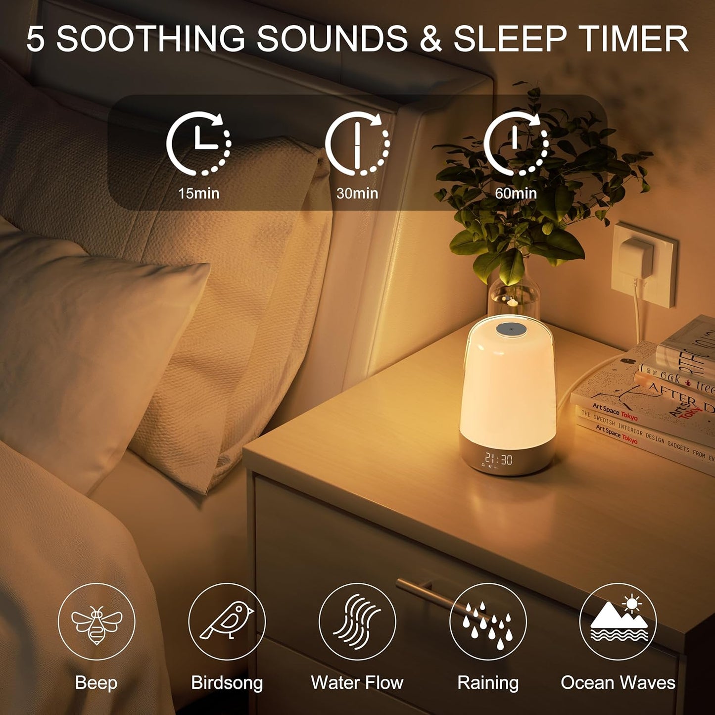 Glevato | Aurora Wake-Up Light | Sunrise & Sunset | USB-C Rechargeable