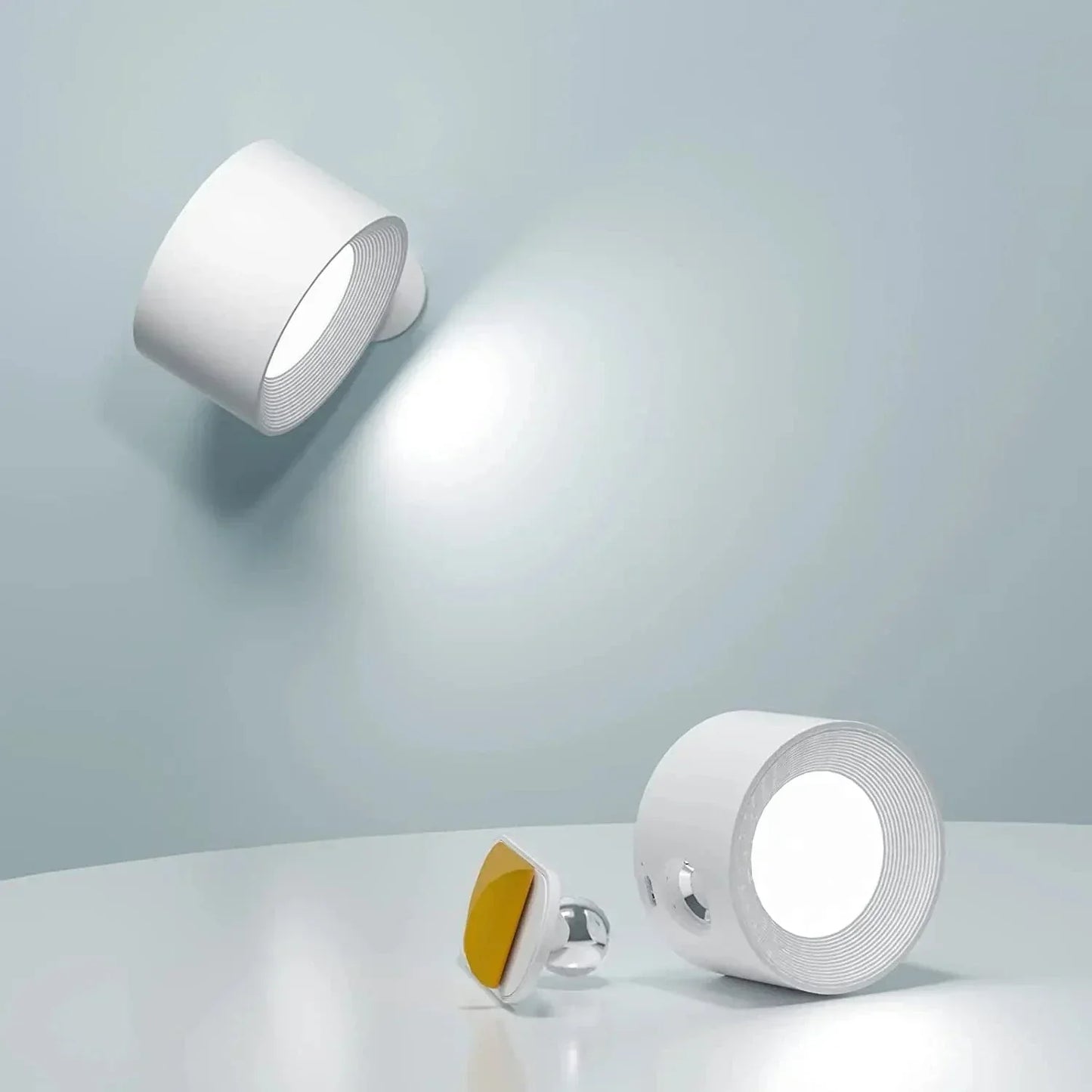 Glevato | Battery-Powered Wall Lamp | Rechargeable, 360° Adjustable and Wireless for Bedrooms, Hallways, and Reading Corners