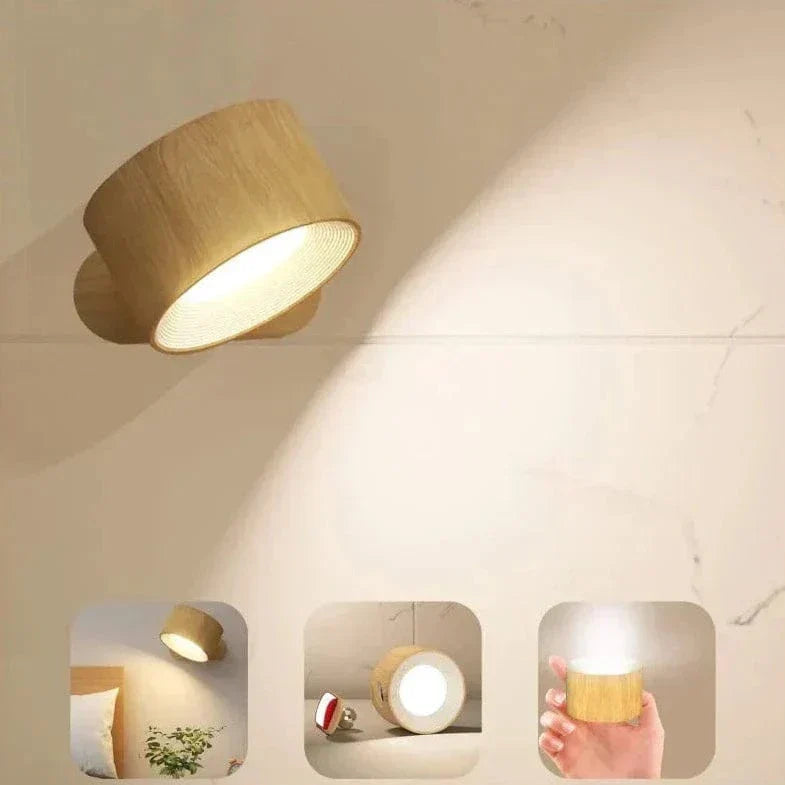 Glevato | Battery-Powered Wall Lamp | Rechargeable, 360° Adjustable and Wireless for Bedrooms, Hallways, and Reading Corners