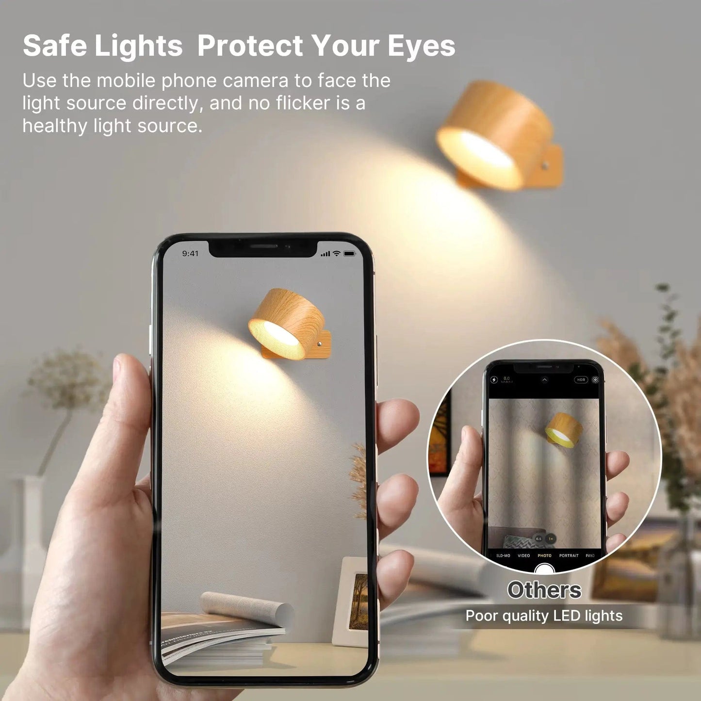 Glevato | Battery-Powered Wall Lamp | Rechargeable, 360° Adjustable and Wireless for Bedrooms, Hallways, and Reading Corners