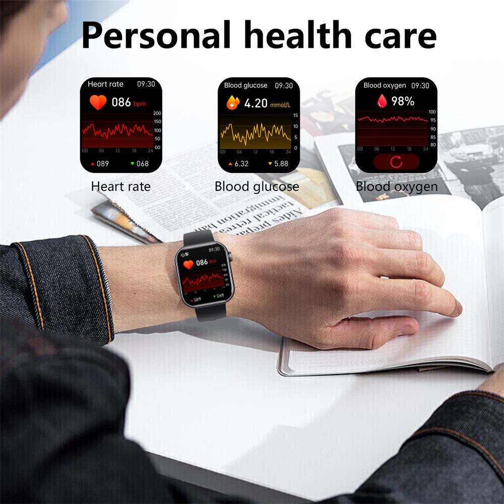 Glevato | Blood Glucose Blood Pressure Blood Oxygen Sleep Monitor Waterproof Smartwatch