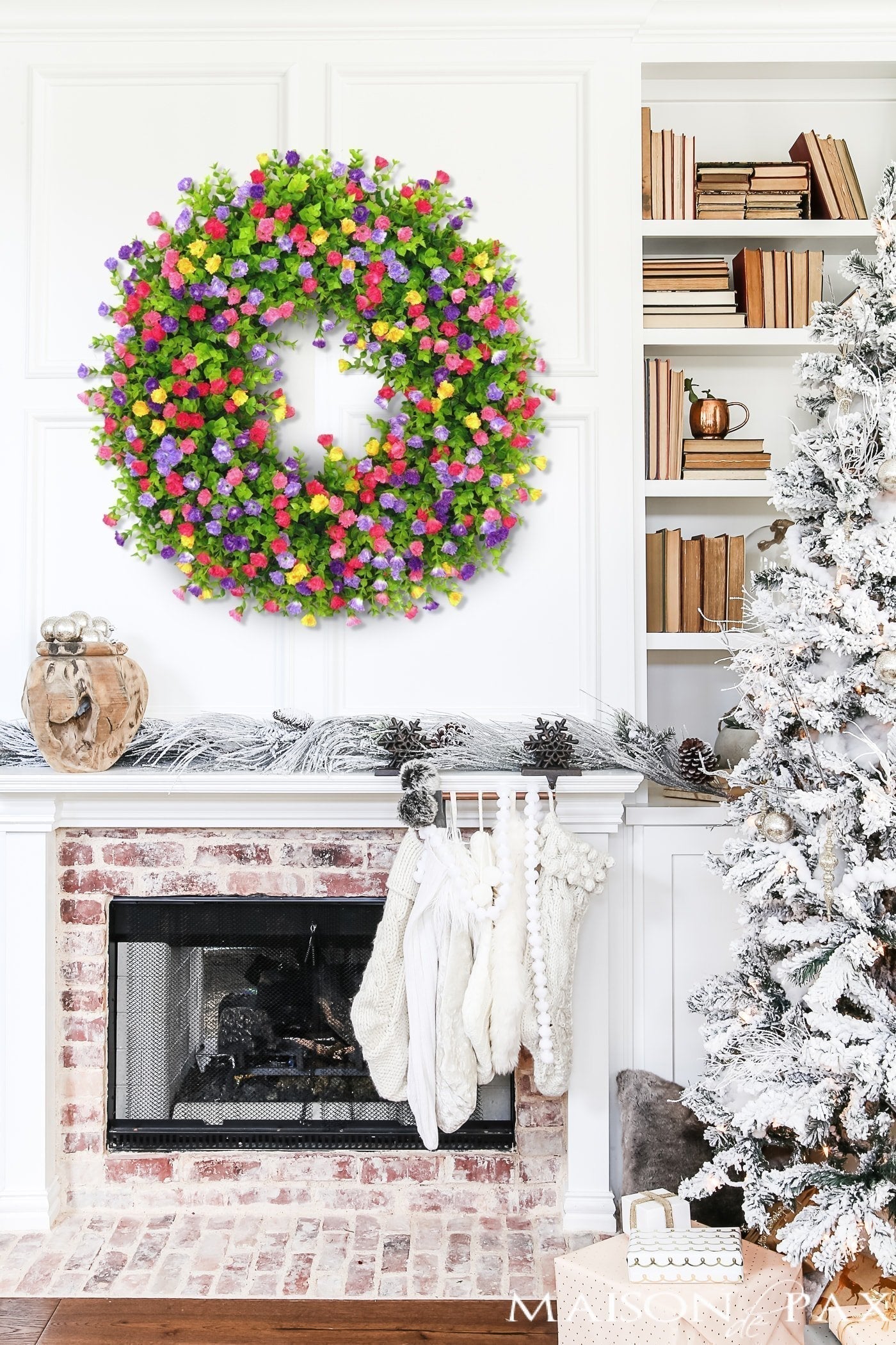 Glevato | BloomWreath Spring & Summer Front Door Wreath | Handmade Floral Grapevine Accent