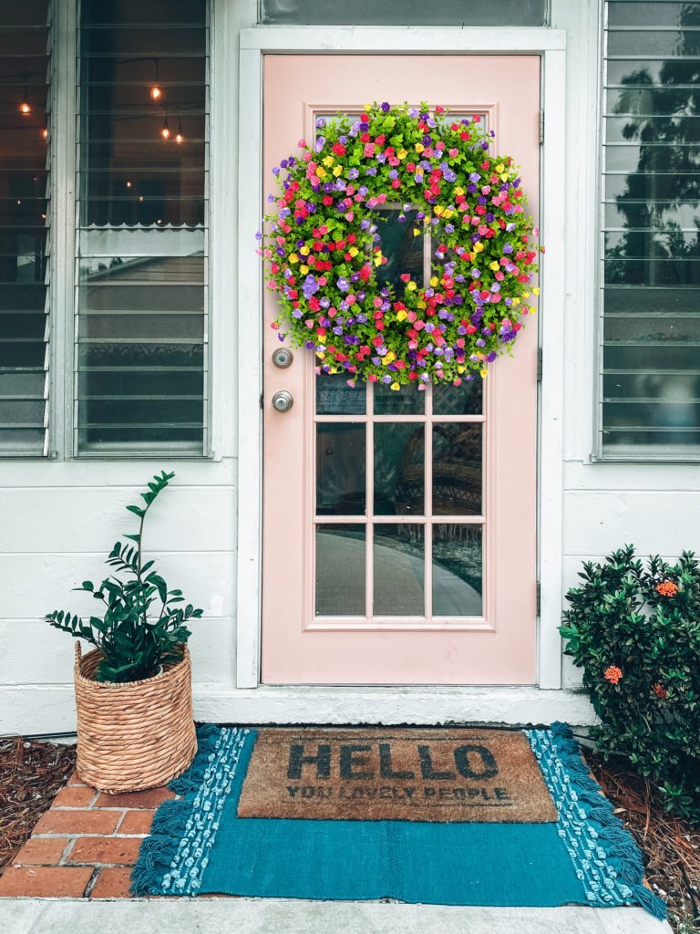 Glevato | BloomWreath Spring & Summer Front Door Wreath | Handmade Floral Grapevine Accent