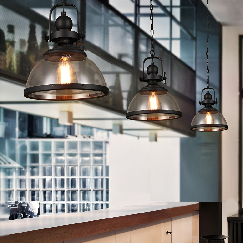 Glevato | Bowl-Shaped Glass Pendant Light | Industrial Retro Design