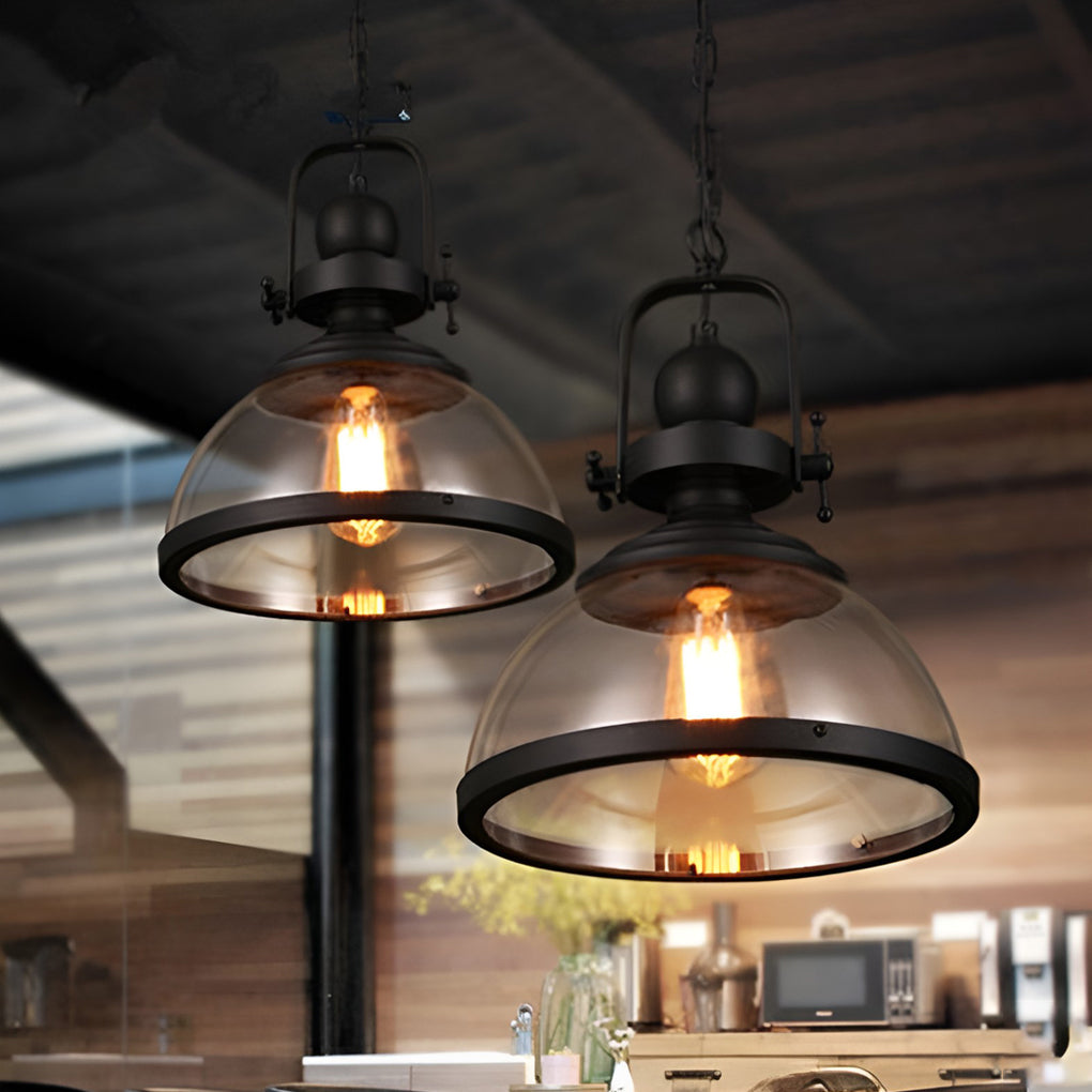 Glevato | Bowl-Shaped Glass Pendant Light | Industrial Retro Design