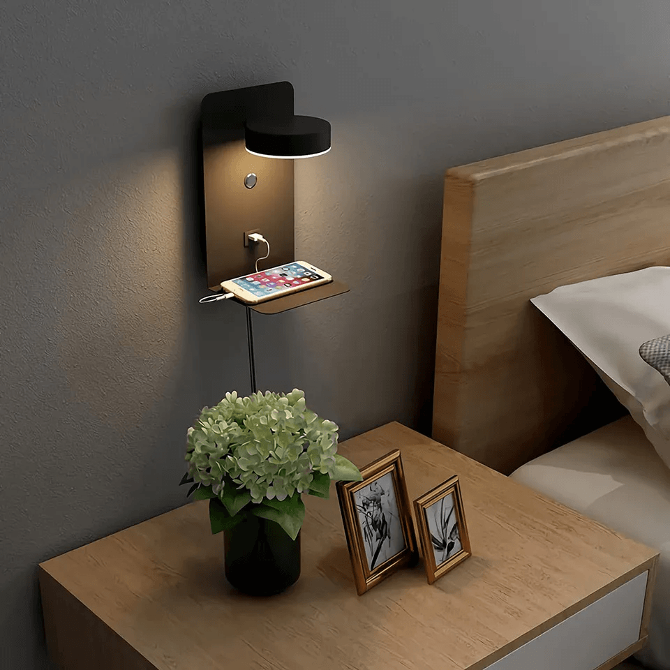 Glevato | BrightSpot Night Lamp with Charger – 330° Rotating LED Desk Light with USB Charging Dock