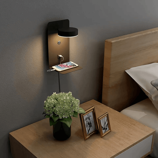 Glevato | BrightSpot Night Lamp with Charger – 330° Rotating LED Desk Light with USB Charging Dock