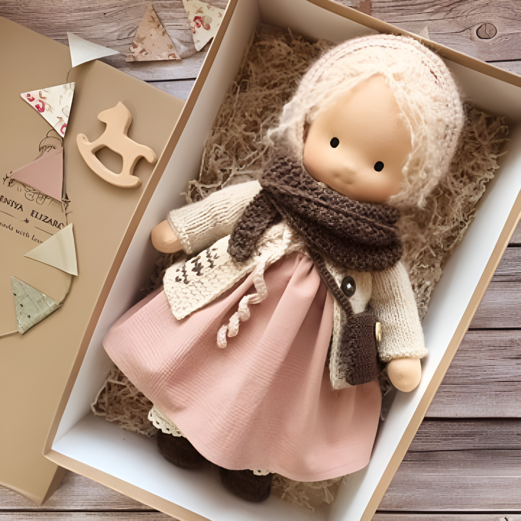 Glevato | Children's Waldorf Cloth Doll with Simple Face